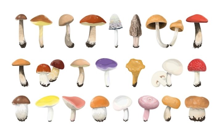 Съедобные грибы на белом фоне | Бесплатно векторы